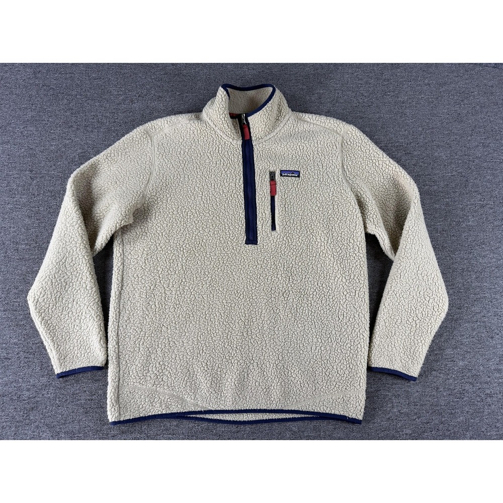 Patagonia Jacket‎ Mens Large Beige Los Gatos Fleece 1/4 Zip Pullover Outdoor